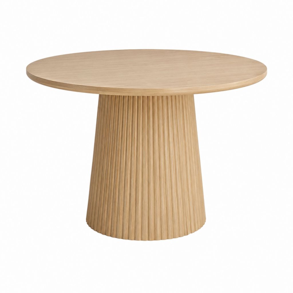 Table à manger ronde chêne clair en MDF plaqué chêne 120 x 75 cm