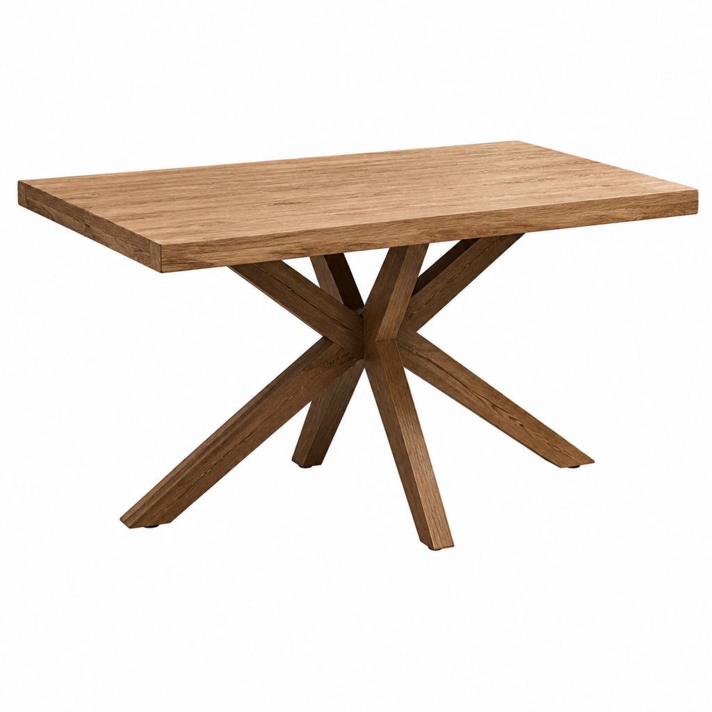 Table à manger rectangulaire marron en chêne massif 140 x 80 x 75 cm