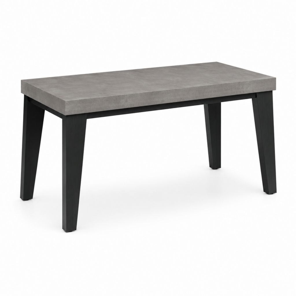 Table à manger rectangulaire gris béton et noir en panneaux MDF et bois d'hévéa 120 x 75 x 75 cm