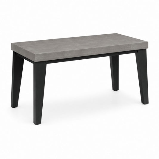 Table à manger rectangulaire gris béton et noir en panneaux MDF et bois d'hévéa 120 x 75 x 75 cm