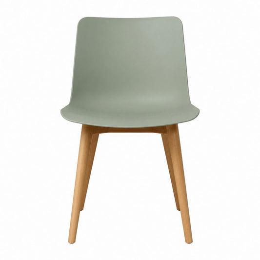 Chaise de salle à manger vert sauge en polypropylène avec pieds en hêtre massif 81 x 46 x 52 cm