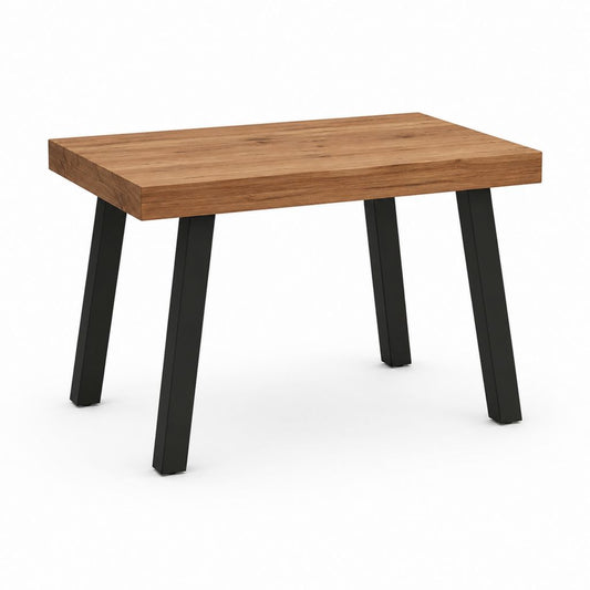 Table à manger rectangulaire marron en chêne massif et acier noir 140 x 80 x 75 cm