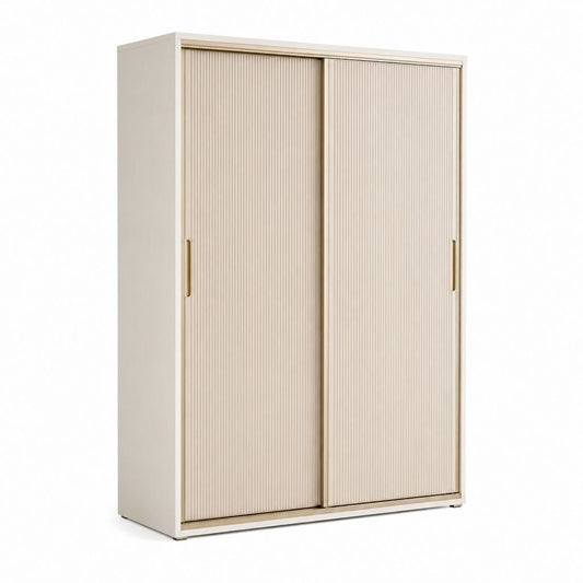 Armoire de chambre à coucher beige en panneaux de particules avec 2 portes coulissantes 120 x 60 x 200 cm