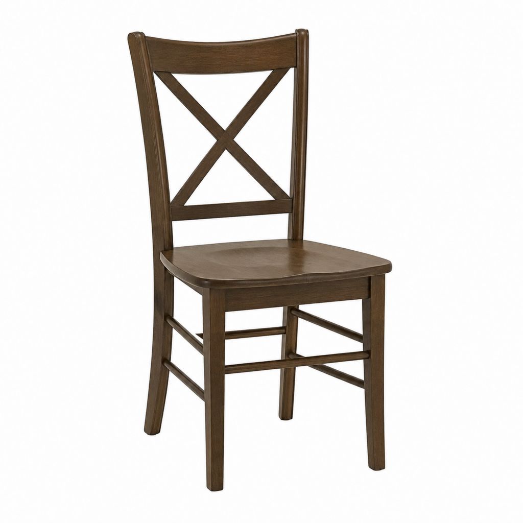 Chaise de salle à manger marron en bois massif à dossier croisé 45 x 50 x 95 cm